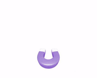 Animated illustration of a purple horseshoe magnet attracting various heart-shaped and thumbs-up icons, symbolizing social media engagement and likes.